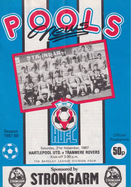Hartlepool United v Tranmere Rovers Match Programme 1987-11-21